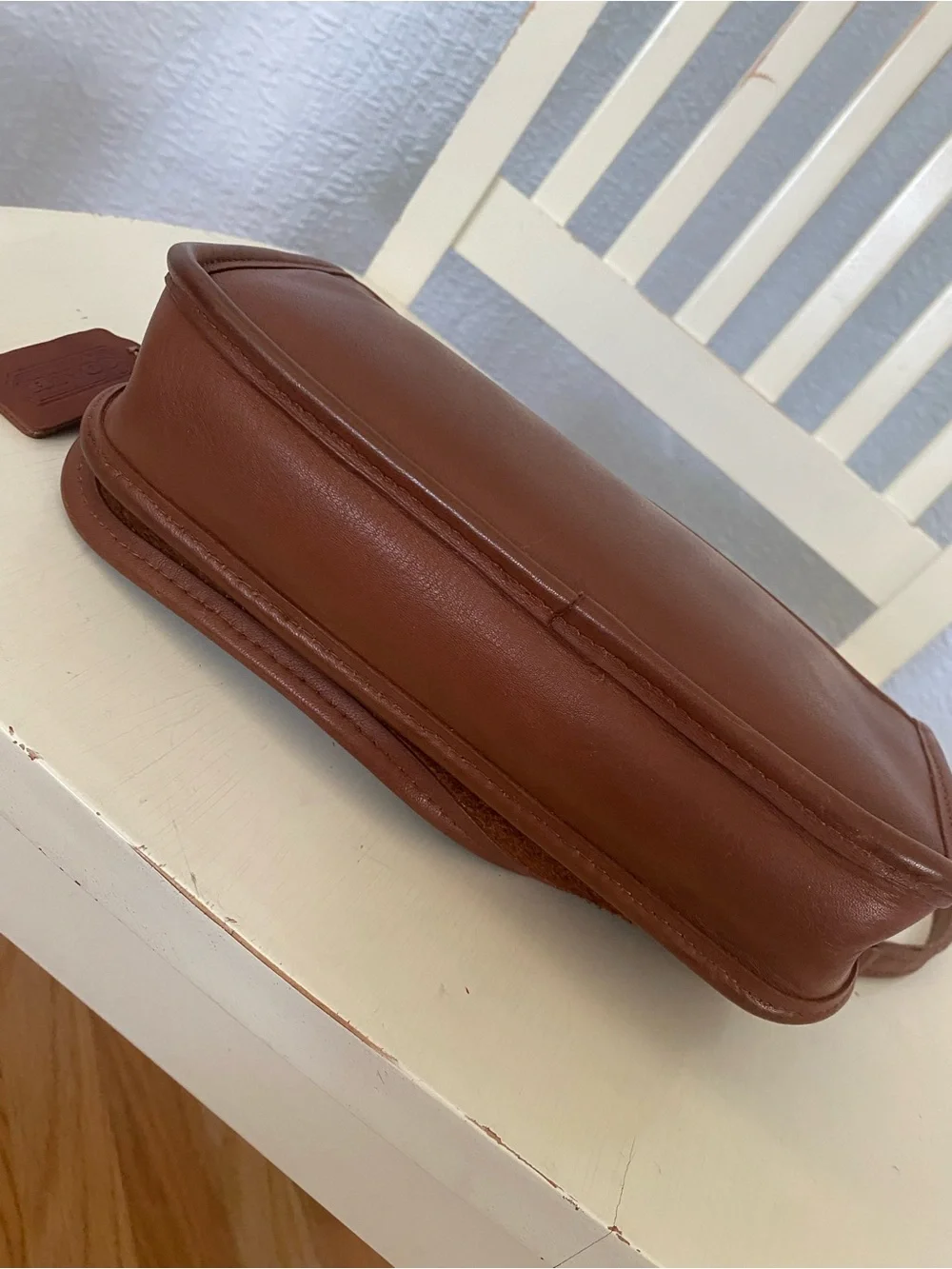 Coach Vintage Penny Pocket  Bag Tan Leather Crossbody Shoulder  Turnlock USA